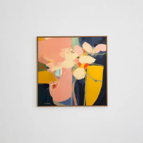 A Weronika Hempel Jardins is a vibrant collection of colorful oil paintings featuring abstract floral designs. The bold, vivid colors capture the energy and movement of the flowers, creating a dynamic and lively atmosphere.