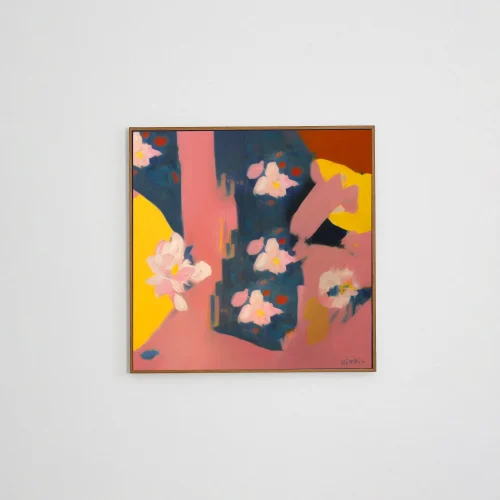 A Weronika Hempel Jardins is a vibrant collection of colorful oil paintings featuring abstract floral designs. The bold, vivid colors capture the energy and movement of the flowers, creating a dynamic and lively atmosphere.